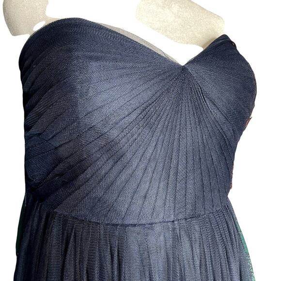 Jenny Yoo Annabelle Convertible Navy Tulle Sweetheart Strapless Dress Size 14 - Picture 6 of 12